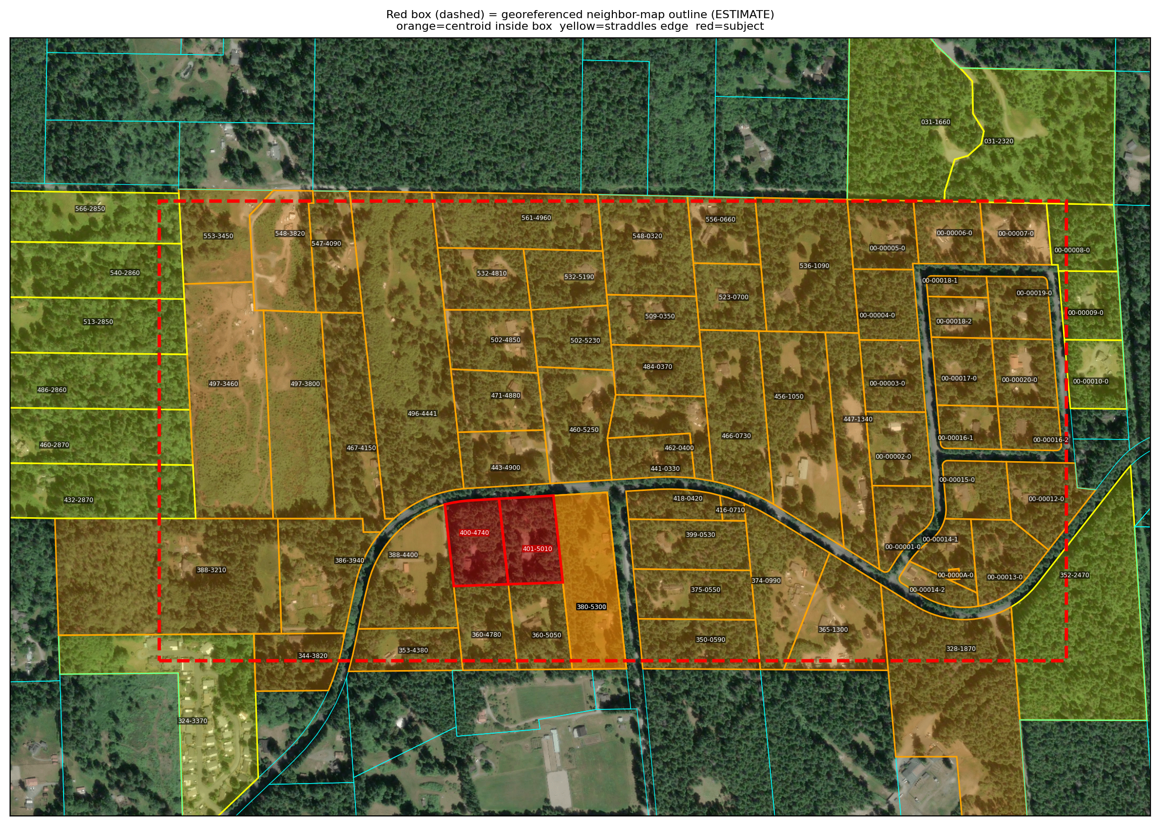 Affected parcels map